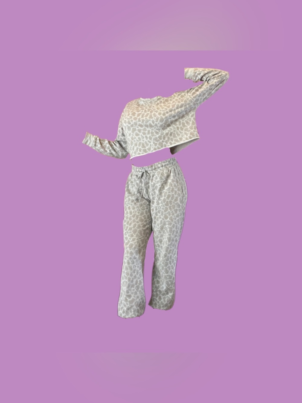 Grey cheetah print matching set